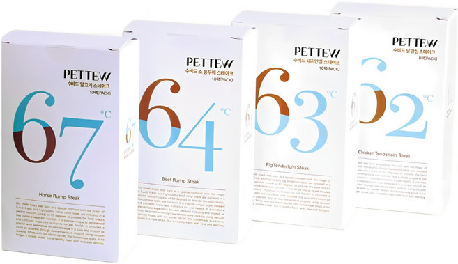 펫스튜어드 프리미엄 저지방 강아지 고양이 수제 간식 수비드 닭안심 스테이크 4상자, 닭+돼지+소+말 수비드 스테이크, 27g, 4박스