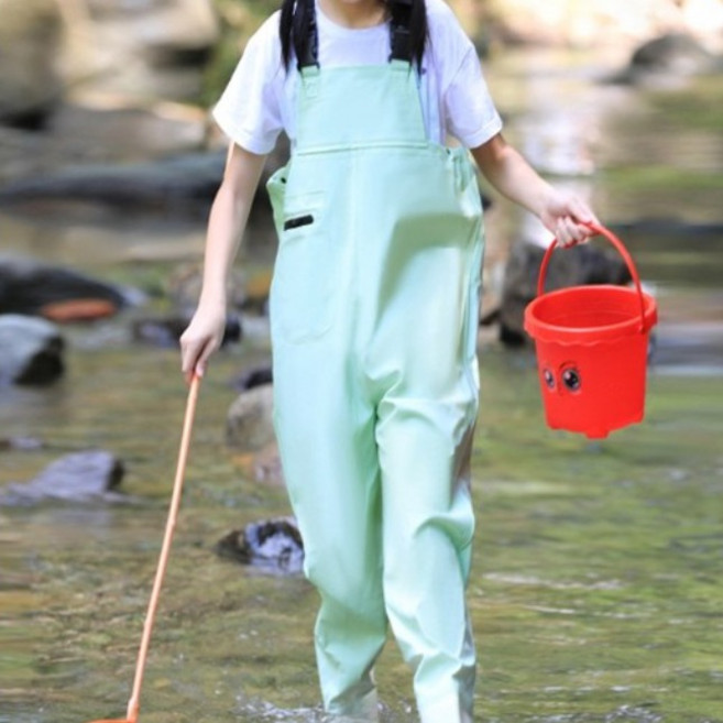 유 어린이 갯벌 체험 조개잡이 해루질 일체형 가슴 장화, 200, 민트