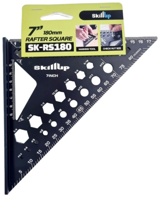 스킬업 7인치 삼각자 스피드 스퀘어 185mm 목공 직각자 각도 알루미늄 제도용, 1개