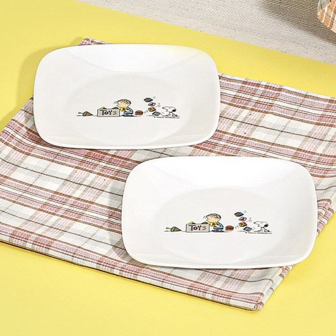 코렐 스누피더홈 사각소접시 2P, 혼합