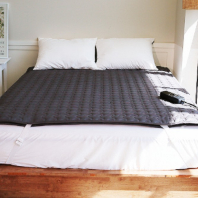 로이베이 국내제조 화학물질 없는 순면 밴드조절 침대 패드, 차콜