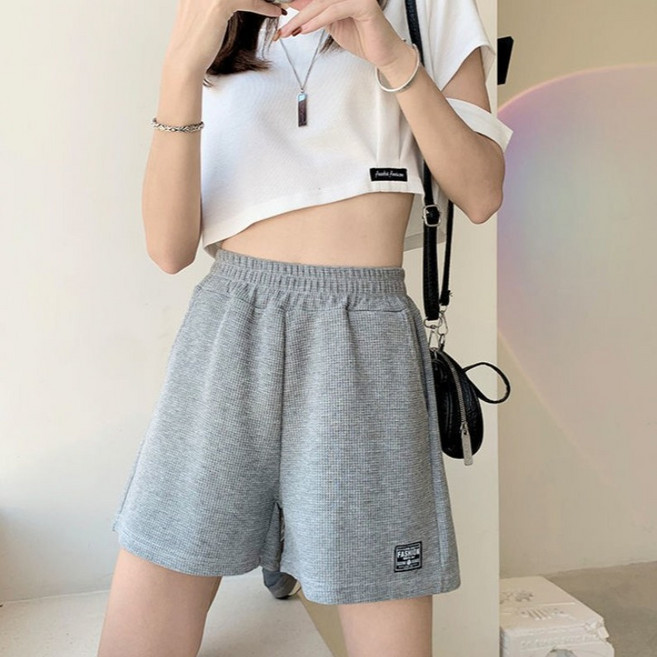 Ladyshare 韓版寬鬆高腰休閒運動短褲 舒適透氣 顯瘦百搭