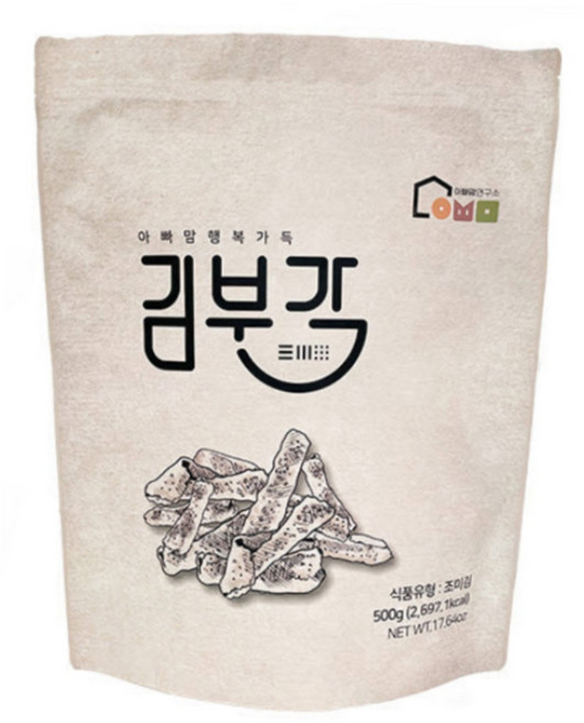찹쌀 김 부각 소포장 대용량 마른 반찬 맛있는 튀각 스낵 선물 세트, 1개, 500g