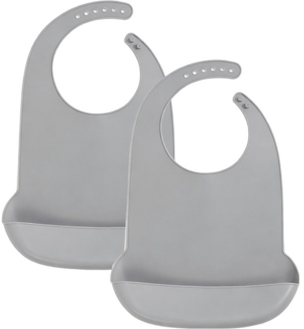 하임리프 착용편한 완벽방수 실리콘 노인 성인용 턱받이, 그레이, 2개