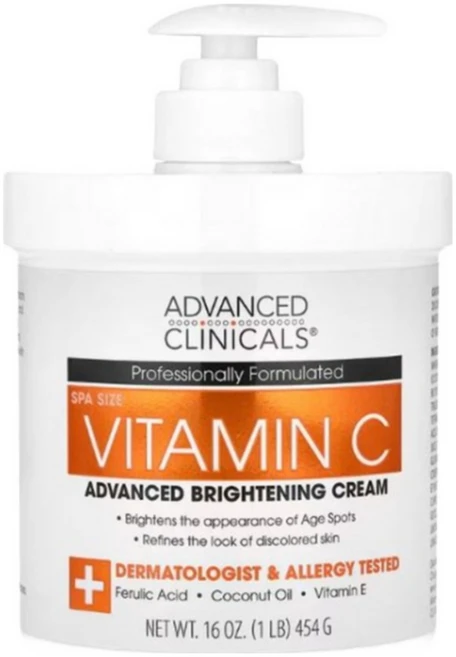 Advanced Clinicals 비타민 C 어드밴스드 브라이트닝 바디 케어 크림, 1개, 454g - 쿠팡