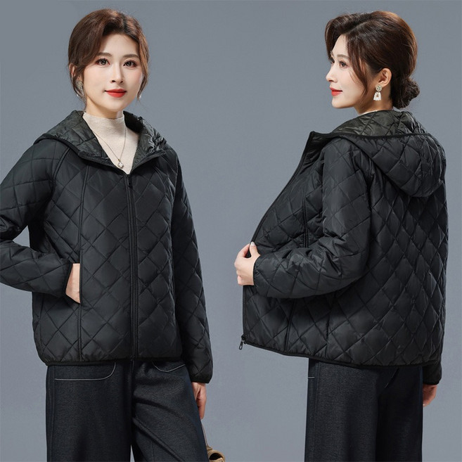 TIMEPURE 여성용 경량 숏패딩 봄 가을 겨울 시즌 착용 가능한 보온성 좋은 후드 아우터 루즈핏 캐주얼 데일리룩 편안한 여자 패딩 자켓