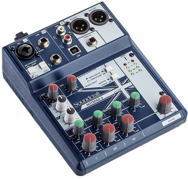 SOUNDCRAFT Notepad5 / Notepad-5 / Notepad 5 / 인터넷방송 / 오디오인터페이스내장 / 사운드크래프트 / USB 아날로그 믹서 / 정품 / 당일발송