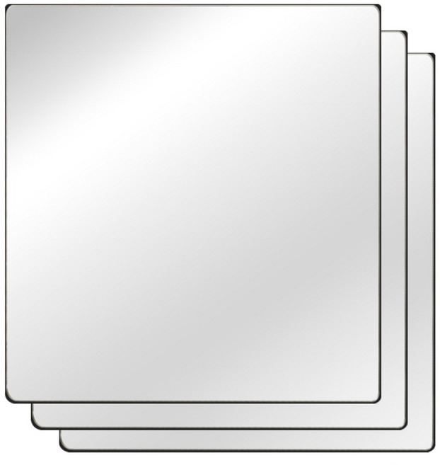 붙이는 아크릴 거울 벽걸이 부착식 무타공 설치 모서리 라운드형, 3개