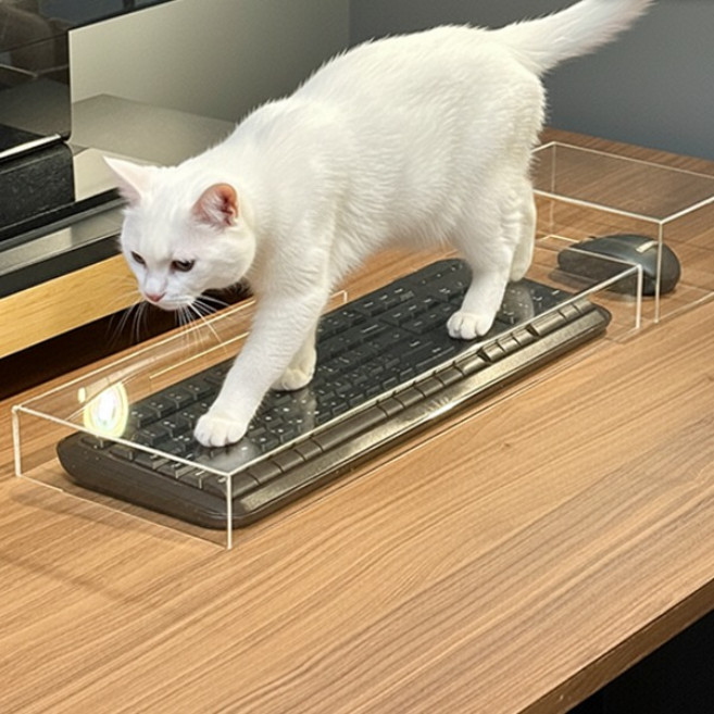 라슈에뜨 키보드 커버 투명 아크릴 튼튼 내구성 완벽 먼지 차단 효과 마우스 키보드 덮개 보호 케이스, 1개, 키보드 커버 (48 x 18 x 5 cm)