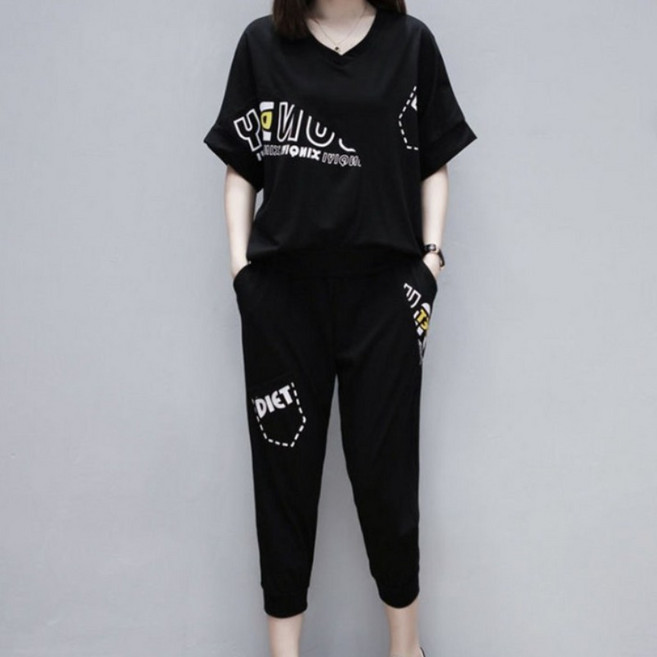 지고다그 트렌디한 여성 스포츠 세트 편안한 운동복 WY73287