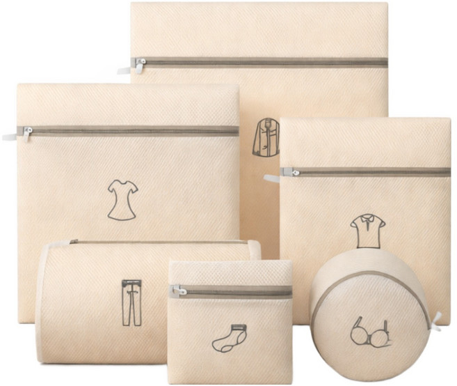 이중메쉬 안전한 지퍼 세탁망, 1세트, 흰색