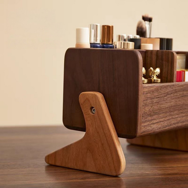 블랙 월넛 화장품 수납함 데스크탑 드레서 립스틱 아이섀도우 대용량 수납 랙", 블랙 월넛"