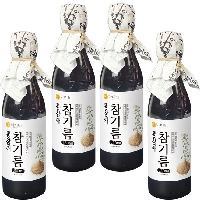 마미레 전통압착 참기름 350ml, 4개