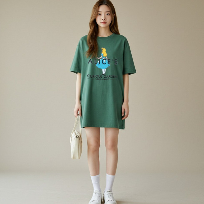 블론디 여성용 금발머리 오버핏 롱 반팔 티셔츠