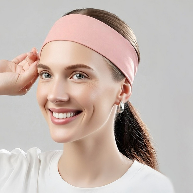 스포츠 헤어밴드 포니테일 헤어밴드 땀흡수 운동용 여성 헤어밴드, 핑크, 1개