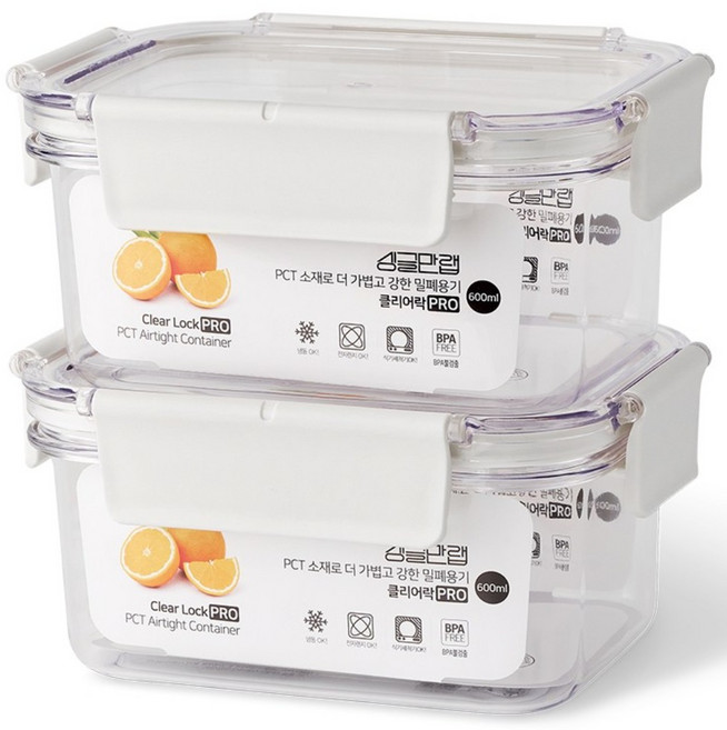 냄새배임방지 트라이탄 밀폐용기 세트 반찬통 국산 싱글만랩, 600ml(화이트), 4개