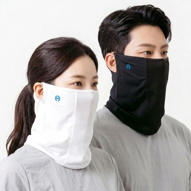 모매착 프로가드 자외선차단 쿨링 마스크 2+2, 1세트, 블랙2개+화이트2개 - 쿠팡