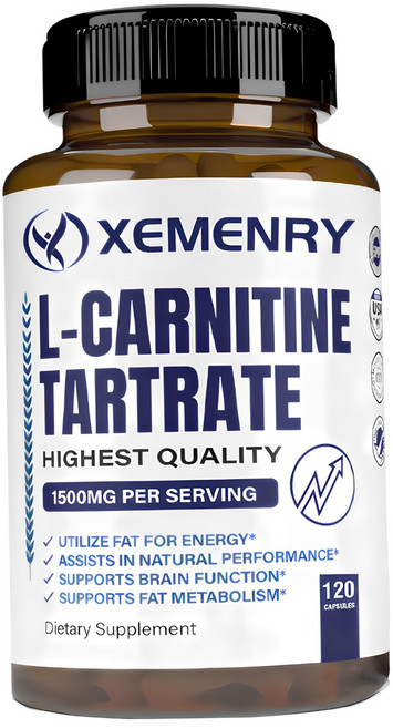 프리미엄 L-카르니틴 타르트레이트 보충제 - 1500mg으로 자연 에너지를 높이고 신진대사를 지원합니다, 1개, 60정