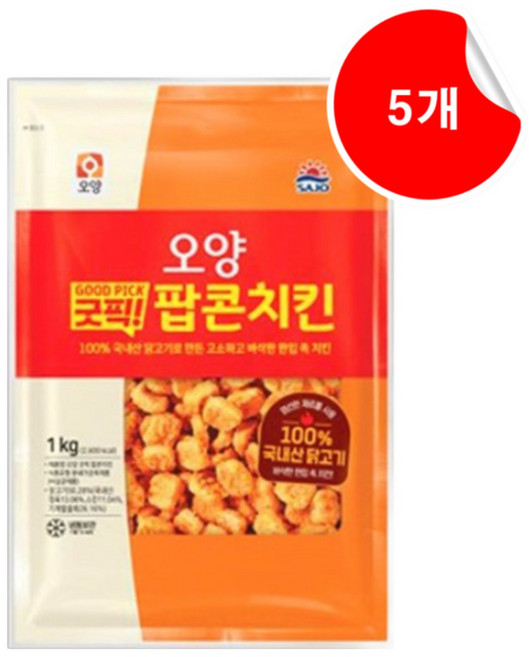 [사조오양] 굿픽 팝콘치킨 1kg 5개