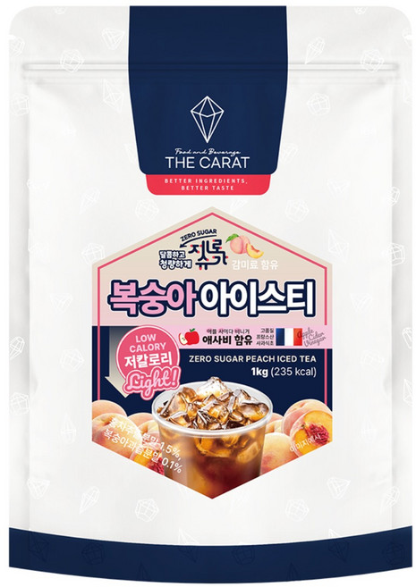 더캐럿 제로슈가 복숭아 아이스티 파우더 분말, 1kg, 1개, 1개입