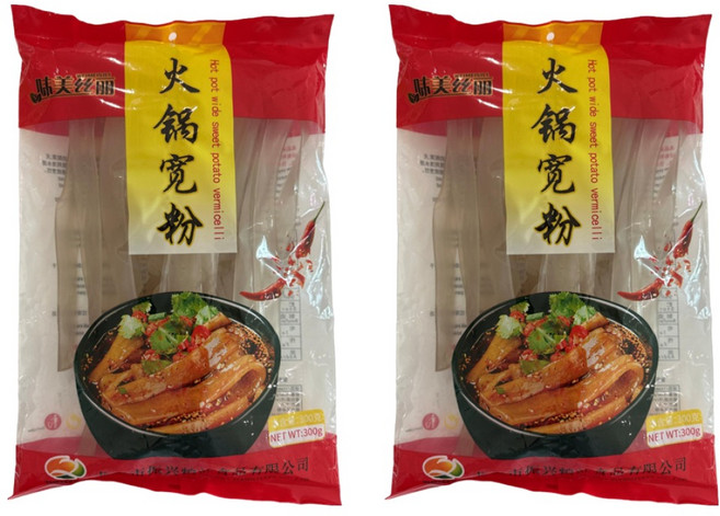롱커우진싱 중국 마라탕 훠거 넓은 당면(고구마전분 84% 함유), 2개, 300g