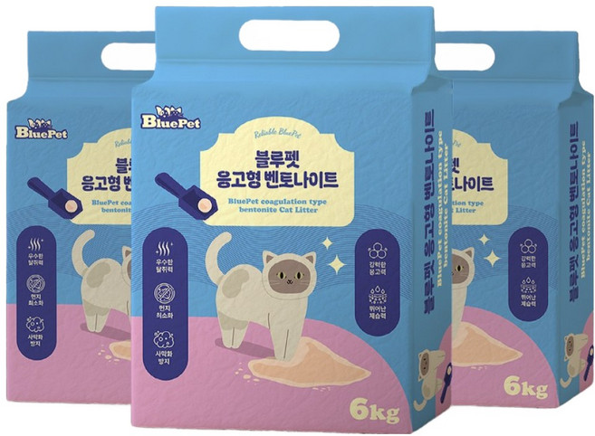 블루펫 먼지없는 고양이모래 벤토나이트 응고력 좋은 대용량, 무향, 1개, 18kg