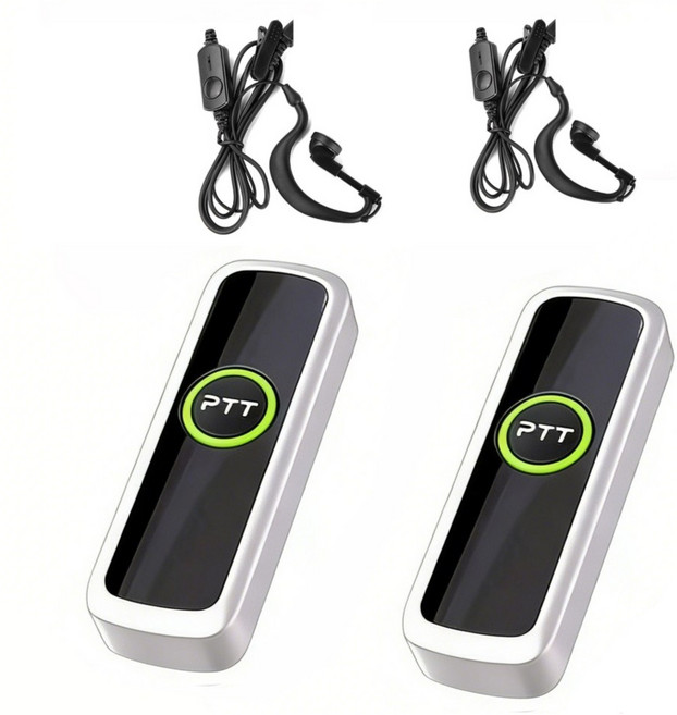 업소 전용 미니 클립형 무전기 2대 세트 식당 카페 매장용 초소형 휴대 1~3km 통신 2800mAh 배터리 암호화 통화 이어폰 포함, 2개, 화이트