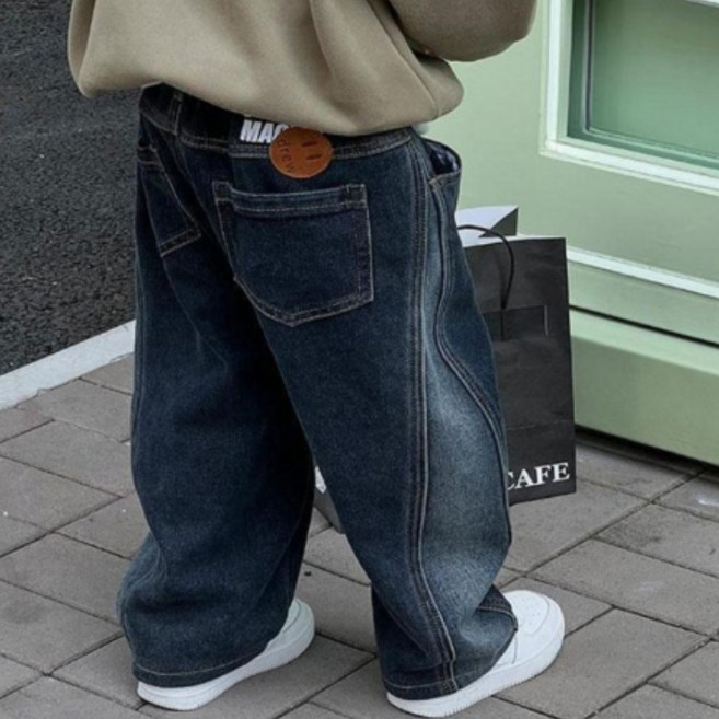 [더사랑이] 빌스와이드 청바지 키즈 아동복 유아 남아여아 공용 청바지 와이드청바지