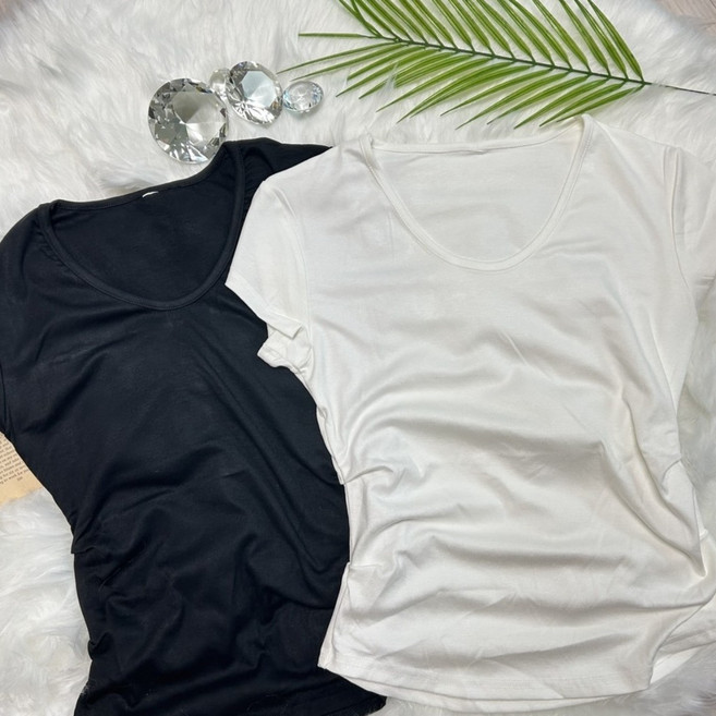 [1+1]비스코스 찰랑핏 여자 반팔티 데일리 이너 여름 슬림핏 티셔츠