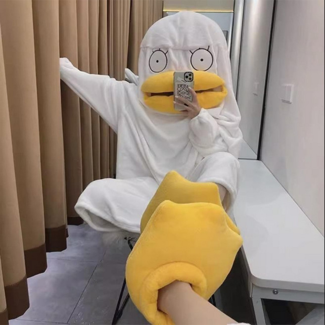 FOOI 큐트덕 오리잠옷 신발 풀셋트 프리미엄 극세사 동물잠옷