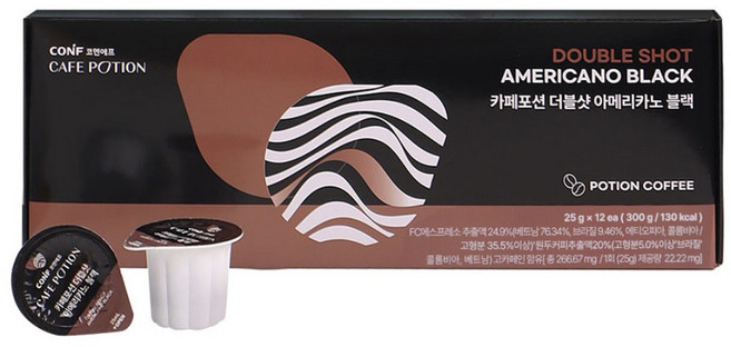 카페포션 더블샷 아메리카노 블랙, 25g, 1박스, 12개입