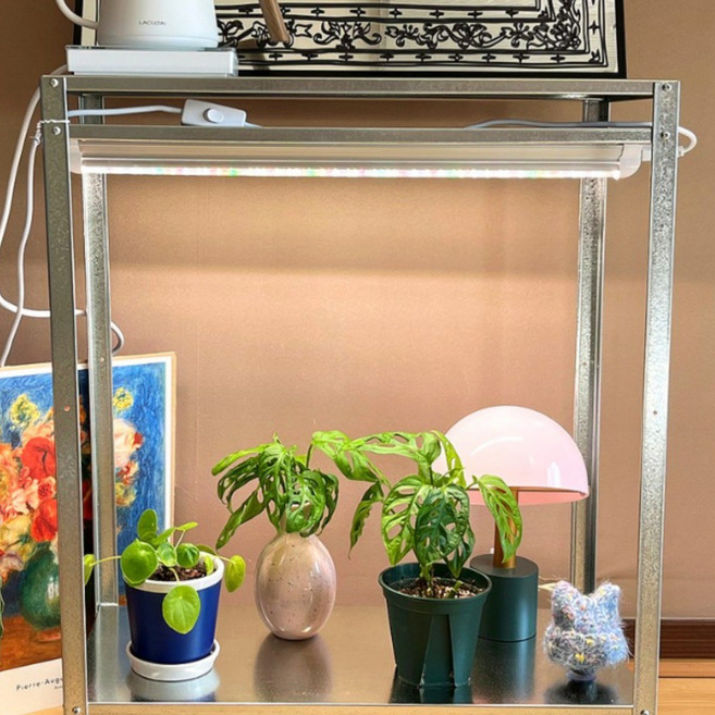 식물전파사 꿀빠 딥그린 식물등 식물조명 선반 밑 많은 화분 led식물등 세트, 2세트, 주백색