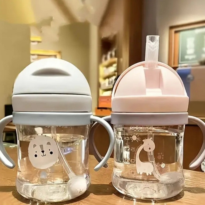 코지베베 물이 새지 않는 첫걸음 캐릭터 빨대컵 역류방지 물병 250ml, 그린