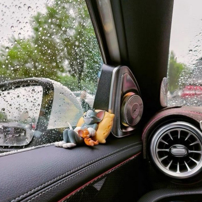 톰과 제리 자동차 장식 캐릭터 인테리어 소품 큐티 북 데스크 핸드북 인형 소품, 1개, 혼합