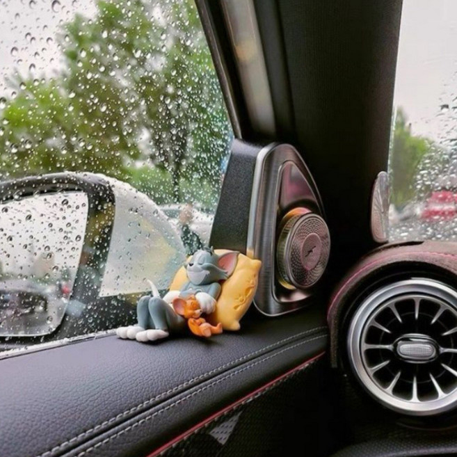 톰과 제리 자동차 장식 캐릭터 인테리어 소품 큐티 북 데스크 핸드북 인형 소품, 2개, 혼합