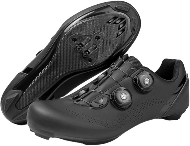 스토리원 더블 락킹 플랫 평페달 로드 MTB 사이클 클릿 슈즈 U-SSSN08, 270, 로드 블랙