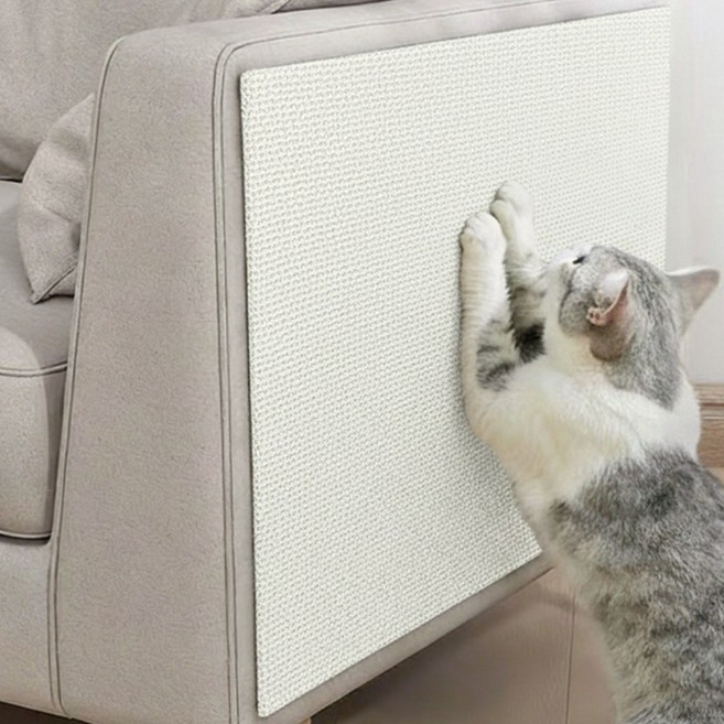 사시한사 붙이는 벽걸이형 고양이 스크래쳐 잘라쓰는 벽지 보호 소파 긁힘 방지 캣닢 증정 집사 추천, 화이트, 1개