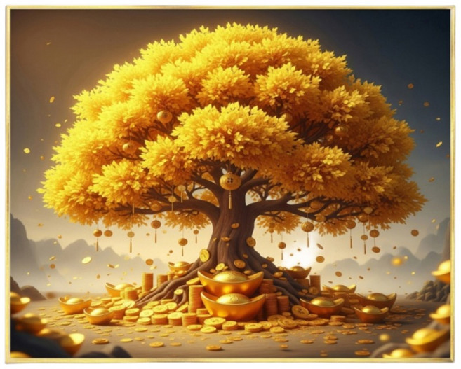 보석십자수 캔버스형 금전수 diy 50 x 40 cm, 1세트, CH024