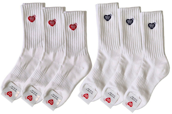 휴먼 스포츠 양말 레드 네이비 3개세트, 화이트 네이비