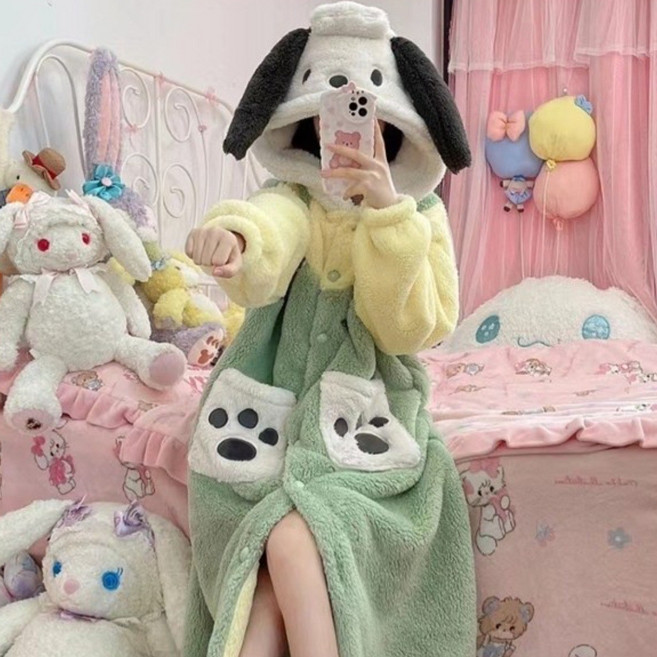 FOOI COZY 고급극세사 바둑이 잠옷 파자마 상하의 세트 인싸템