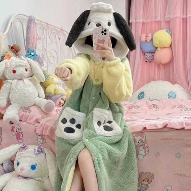 FOOI COZY 고급극세사 바둑이 잠옷 파자마 상하의 세트 인싸템