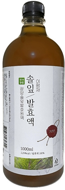 솔잎 발효 원액 효소 3년 자연 숙성 발효액 액기스 솔잎청, 1개, 1L, 1개