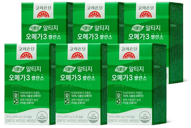고려은단 식물성 알티지 오메가3 밸런스, 30정, 6개