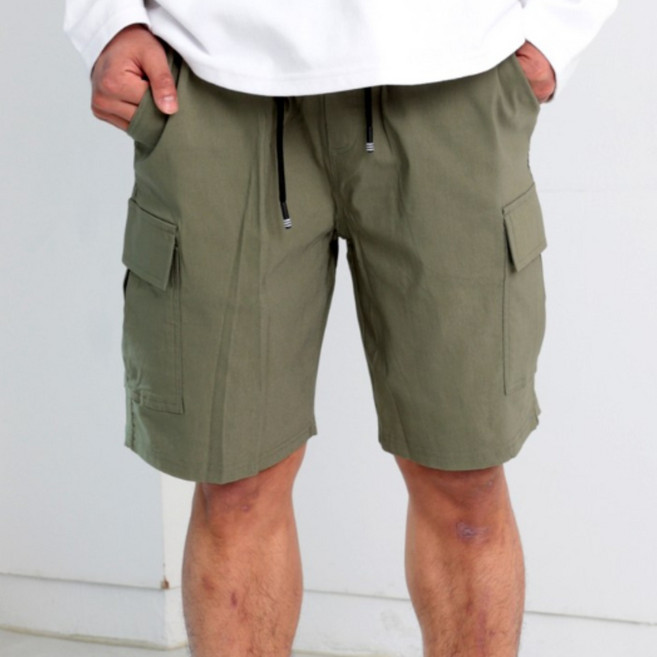 인절미 스판 카고 포켓 반바지 남자 여자 커플 28~36사이즈 밴딩 5부