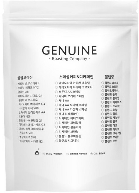 제뉴인 에티오피아 예가체프G2 원두커피, 홀빈(분쇄안함), 1kg, 1개