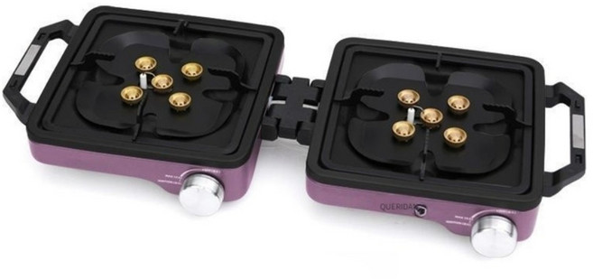 NEW 접이식 2구 듀얼버너 8800W 캠핑용 휴대용, 맹렬한 불꽃 이중 헤드 보라