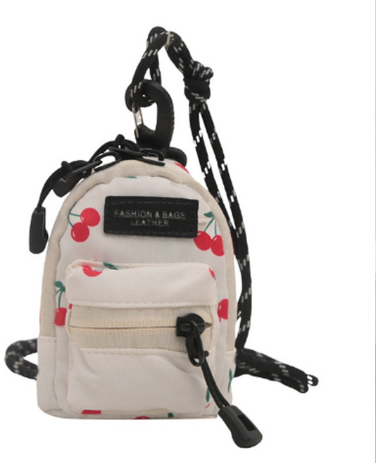 아로비 백블리 미니 백팩 가방 모양 키링 열쇠고리 키홀더, 1개, 체리 화이트