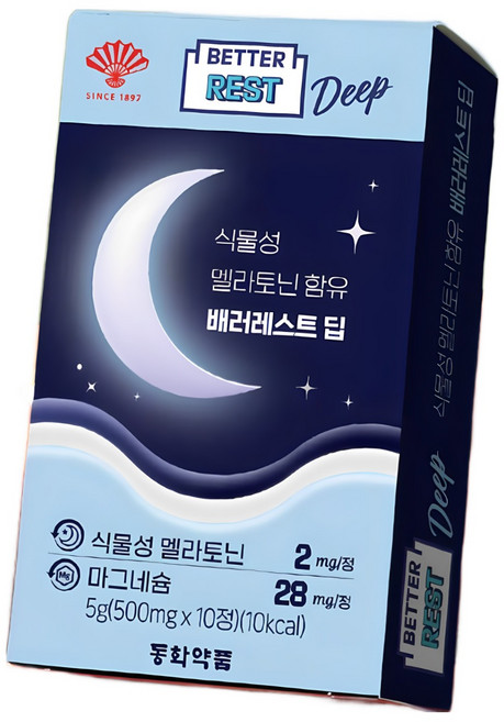 동화약품 부채표 배러레스트 딥 식물성 멜라토닌 5g, 10정, 4개