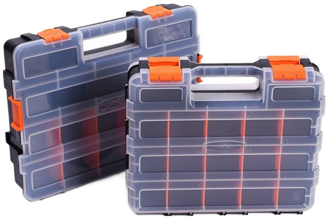 螺絲配件收納盒 手提工具箱 透明盒, 1個, 雙面 尺寸32*27*8cm一個