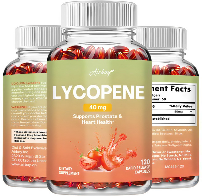 고함량 라이코펜 함유 전립선 건강과 심혈관 기능 지원 항산화 작용으로 면역력 강화 글루텐 프리 비건 캡슐 고흡수 소프트젤, 1개, 120정